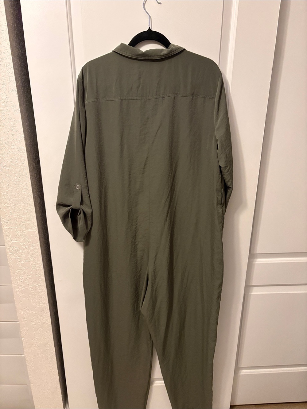 Utility Zip-Front Jumpsuit in Olive - Women's Long Sleeve Romper - Picture 3 of 3